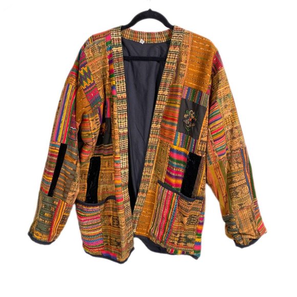Vintage 70's Guatemala Woven Patchwork Jacket - Picture 3 of 10